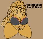  2019 anthro big_breasts bra breasts brown_background brown_body brown_fur brown_hair canid canine canis chubby_female clothing curvy_figure digital_drawing_(artwork) digital_media_(artwork) domestic_dog english_text eyelashes eyes_closed female fur gesture hair hand_heart happy hunting_dog long_hair mabel_(cherrikissu) mammal mature_female mexifurfoof mother navel organs parent pose saluki sighthound simple_background sitting smile smiling_at_viewer solo stomach text underwear voluptuous 