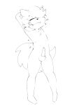  anthro canid canine digital_media_(artwork) erection fox genitals hi_res male mammal monochrome nomefacil nude penis simple_background solo stretching 