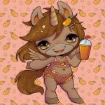  1:1 anthro beverage clothing equid equine female food fruit hi_res horn mammal mango_(fruit) plant poopsie_slime_surprise shon2 smoothie solo swimwear toy winged_unicorn wings 