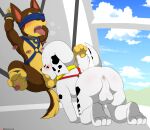  absurd_res bdsm bound canid canine canis chase_(paw_patrol) domestic_dog duo fellatio hi_res male male/male mammal marshall_(paw_patrol) oral paw_patrol penile sex winick-lim young 