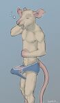  absurd_res anthro balls clothing dick_slip genitals hi_res joerat male mammal murid murine open_mouth penis rat rodent solo tired underwear yawn 