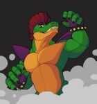  alligator alligatorid anthro claws crocodilian five_nights_at_freddy&#039;s five_nights_at_freddy&#039;s:_security_breach half_naked hi_res male montgomery_gator_(fnaf) muscular naaidden pecs pose reptile scalie scottgames solo steam steel_wool_studios suggestive suggestive_look suggestive_pose teeth_showing 