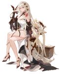  1girl absurdres apc556_(girls&#039;_frontline) bare_shoulders bird black_gloves blue_eyes elbow_gloves flower girls&#039;_frontline gloves hair_flower hair_ornament highres legs long_hair looking_at_viewer satsuya solo swallow_(bird) white_hair 