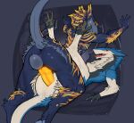  absurd_res allanthesergal52_(artist) anthro balls butt claws duo fluffy from_front_position fur genitals hi_res knot looking_pleasured lying male male/male missionary_position multicolored_body nude on_back open_mouth paws penis raised_tail sergal sex spread_legs spreading tail teeth tongue 