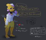  anthro avian beverage bird chica_(fnaf) chicken clothed clothing coffee female five_nights_at_freddy&#039;s galliform gallus_(genus) hi_res humor nightgown part_of_comic phasianid scottgames solo zhenai 