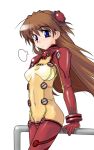  1girl blue_eyes blush breasts brown_hair cleavage highres interface_headset long_hair looking_at_viewer medium_breasts neon_genesis_evangelion plugsuit souryuu_asuka_langley test_plugsuit 