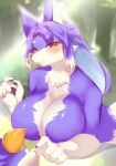  absurd_res anthro big_breasts blush breasts canid canine canis featureless_breasts female fur ginko0101 hair hi_res mammal nude smile solo 