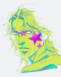  1boy crying hood hoodie johnny_joestar jojo_no_kimyou_na_bouken limited_palette male_focus manly ranoforjojo serious solo star_(symbol) star_print steel_ball_run steepled_fingers tears wavy_hair 