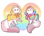  &lt;3 ambiguous_gender black_nose blush clothed clothed_feral clothing coat feral fluffy fluffy_tail fur hi_res hood mammal mouthless mustelid musteline nu:_carnival paws pinkcdraws rainbow raincoat sitting solo sparkles stoat tail topper_(nu:_carnival) topwear true_musteline weasel white_body white_fur 