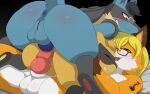  absurd_res anal anal_penetration animal_genitalia animal_penis anthro balls blue_body blue_eyes blush butt canid canine canine_genitalia canine_penis eyes_closed eyewear fox generation_4_pokemon genitals glasses group hi_res lucario male male/male male_penetrated male_penetrating male_penetrating_male mammal nintendo open_mouth penetration penile penile_penetration penis penis_in_ass pokemon pokemon_(species) riolu sex shiny_pokemon trio winick-lim yellow_body 