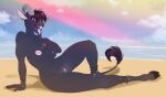  anthro beach belly bovid breasts caprine cloud digital_media_(artwork) female genitals goat hi_res magic_user mammal nipples nude open_mouth piercing pussy rainbow sand sea seaside slightly_chubby solo sunny sunny_way thick_thighs tongue tongue_out water witch 