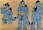  3_toes 5_fingers alligator alligatorid alternate_color anthro balls barazoku belly biceps big_balls big_belly big_butt big_muscles black_penis blue_body butt claws crocodilian dashthefox feet feraligatr fingers front_view generation_2_pokemon genitals grin happy hi_res huge_belly humanoid_genitalia humanoid_penis male manly model_sheet moobs musclegut muscular muscular_anthro muscular_male nintendo nude open_mouth orange_background overweight overweight_anthro overweight_male pecs penis pokemon pokemon_(species) rear_view reference_image reptile scalie sharp_claws sharp_fangs sharp_teeth simple_background smile solo standing tail teeth thick_tail toes tongue traditional_media_(artwork) vein veiny_penis yellow_eyes 