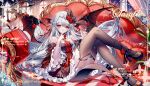  1girl absurdres commentary_request demon_wings highres long_hair looking_at_viewer original red_eyes sheya solo very_long_hair white_hair wings 