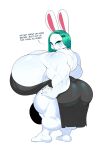  big_breasts big_bulge big_butt breasts bulge bulumble-bee butt clothed clothing dialogue emmy_(bulumble-bee) english_text female herm hi_res huge_breasts huge_bulge hyper hyper_breasts hyper_bulge intersex lagomorph leporid looking_at_viewer mammal muscular muscular_female partially_clothed rabbit simple_background solo text thick_thighs white_background 