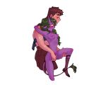  blush breasts clothed clothing demon duo female female/female fingering fingering_partner from_behind_(disambiguation) green_hair hair horn human humanoid mammal mari_costa open_mouth partially_clothed purple_body purple_skin sex stand_and_carry_position standing standing_sex tail 