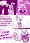  angry anthro bow_accessory buckteeth clothing comic duo female five_nights_at_freddy&#039;s glitchtrap happy hi_res lagomorph leporid male mammal monochrome rabbit renita_reed scottgames simple_background spanish_text surprise sweater teeth text topwear vanny_(fnaf) whiskers white_background 