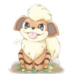  animal_focus black_eyes claws dog ekaki_no_kame fluffy from_above growlithe happy leaf no_humans orange_fur pokemon pokemon_(creature) signature sitting solo tongue tongue_out white_background 