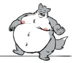  anthro belly big_belly canid canine canis eyes_closed fur grey_body grey_fur male mammal moobs morbidly_obese morbidly_obese_anthro morbidly_obese_male mrlabrador navel nipples nude obese obese_anthro obese_male overweight overweight_anthro overweight_male simple_background smile solo thick_thighs tongue tongue_out walking white_background wide_hips wolf 