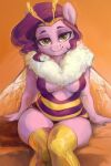  2:3 absurd_res anthro anthrofied arthropod bedroom_eyes bee breasts bumble_bee_(species) cleavage clothed clothing equid equine green_eyes hasbro hi_res hybrid hymenopteran insect insect_wings jewellier_(artist) legwear looking_at_viewer mammal mlp_g5 my_little_pony narrowed_eyes pipp_petals_(mlp) seductive sitting stockings thick_thighs wings 