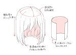  arrow_(symbol) commentary_request guide hair_focus highres how_to monochrome original short_hair simple_background start_furuike translation_request 
