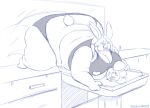  2012 anthro belly big_breasts big_butt breasts butt female fur greyscale hair huge_butt inside jiggly_(kazecat) kazecat lagomorph leporid mammal massage monochrome mouse murid murine obese obese_anthro obese_female overweight overweight_anthro overweight_female rabbit rabbit_ears rodent smile smush smushing tail 
