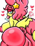  &lt;3 3:4 anthro anus big_breasts big_butt breasts butt female furret generation_2_pokemon genitals hair lewdchuu_(artist) nintendo pink_hair pokemon pokemon_(species) pussy simple_background solo star tail tongue tongue_out white_background yellow_body 