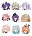  ! 6+girls ahoge akane_(blue_archive) anger_vein animal_ear_fluff animal_ears aru_(blue_archive) bandaid_hair_ornament blue_archive blush book bow braid chibi cross_hair_ornament ear_piercing feather_hair_ornament feathers garrison_cap glasses gloves grey_hair hair_between_eyes hair_bow hair_ornament hair_ribbon halo hanae_(blue_archive) haruka_(blue_archive) hat heart highres holding holding_book holding_syringe huasha light_brown_hair long_hair long_sleeves looking_at_viewer maid multiple_girls neru_(blue_archive) nurse_cap one_eye_closed one_side_up open_mouth orange_eyes orange_hair piercing pink_hair purple_hair red_hair ribbon serina_(blue_archive) shimiko_(blue_archive) shiroko_(blue_archive) short_hair side_braid syringe twintails two_side_up white_gloves yuuka_(blue_archive) 
