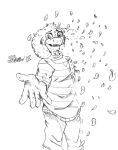  2018 5_fingers anthro asriel_dreemurr bodily_fluids bottomwear bovid caprine clothed clothing crying dissolving fingers flower_petals fur goat hi_res looking_at_viewer male mammal marcushunter open_mouth pants petals reaching reaching_towards_viewer shirt signature smile smiling_at_viewer solo standing tears topwear undertale undertale_(series) 