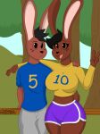  absurd_res andromorph anthro big_breasts big_butt breasts butt dougie_(ninjadougie) dovonna_(ninjadougie) duo female freckles hi_res intersex lagomorph leporid male male/female mammal pumpkinnaughty rabbit 