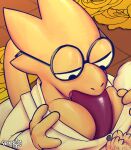  2023 alphys anthro asgore_dreemurr blonde_pubes boss_monster bovid breast_play breast_squish breasts caprine eyewear fellatio female glasses goat hi_res male male/female mammal oral penile pubes scales scalie sex spincraze squish titfuck tongue undertale undertale_(series) yellow_body yellow_scales 