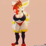  1:1 anthro areola areola_slip big_breasts bikini breasts busty_bunny butt cinderace clothing endless_(artist) female generation_8_pokemon hi_res humanoid nintendo pink_areola pokemon pokemon_(species) solo swimwear 