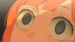  1girl black_eyes blurry blurry_background cioccolatodorima eye_focus highres mcdonald&#039;s orange_hair portrait short_hair solo 