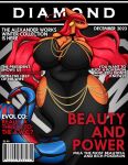 anthro apode big_breasts breasts cleavage clothed clothing cover dress english_text eyelashes female generation_3_pokemon hair hi_res huge_breasts legless magazine_cover milotic nintendo pokemon pokemon_(species) presialexander pupils solo text wide_hips 