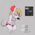  2023 animal_crossing annoyed anthro bra breasts clothed clothing covering covering_breasts covering_chest eyewear female fur glasses grey_background hi_res honeymono mammal mouse murid murine nintendo panties petri_(animal_crossing) pink_bra pink_clothing pink_panties pink_underwear rodent simple_background solo strip_meme underwear underwear_only white_body white_fur 