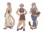  anthro clothed clothing cougar dipstick_tail felid feline female footwear hair jewelry mammal markings midriff navel necklace purple_hair shoes simple_background solo tail tail_markings thetiedtigress translucent translucent_clothing white_background 