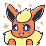  1:1 alpha_channel ambiguous_gender blue_eyes blush blush_stickers canid digital_media_(artwork) eeveelution endwl feral flareon fur generation_1_pokemon happy mammal neck_tuft nintendo orange_body orange_fur paws pokemon pokemon_(species) reaction_image solo tan_body tan_fur tuft yellow_body yellow_fur 