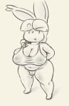  balls big_breasts big_butt black_and_white bra breast_implants breasts bulge bunsandnoble butt clothing genitals girly hi_res lagomorph leporid male male_(lore) mammal monochrome panties pecan_(bunsandnoble) penis rabbit solo thick_thighs translucent underwear 