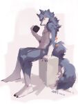  2023 3:4 absurd_res anthro canid canine canis hi_res looking_at_viewer male mammal nude sitting solo were werecanid werecanine werewolf wolf x1aoyaoya 
