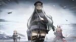  4girls aircraft artist_request beret bgm-71_(girls&#039;_frontline) black_jacket black_skirt black_thighhighs blonde_hair blunt_bangs breasts breath closed_mouth cross cross_hair_ornament game_cg girls&#039;_frontline green_eyes grey_hair gun hair_ornament hat headgear helicopter hk416_(girls&#039;_frontline) holding holding_gun holding_weapon holstered iron_cross jacket knife_holster long_hair long_sleeves looking_ahead m4_sopmod_ii m4_sopmod_ii_(girls&#039;_frontline) magazine_(weapon) medium_breasts multicolored_hair multiple_girls no_gloves official_art outdoors purple_jacket red_hair skindentation skirt snowing solo_focus spoilers straight-on streaked_hair teardrop_facial_mark thigh_pouch thighhighs very_long_hair weapon weapon_case zettai_ryouiki 