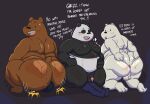  2023 ambiguous_gender anthro anthro_focus anus backsack balls bear belly big_butt black_background blush bodily_fluids brown_bear bubble_butt butt butt_squish cartoon_network cocoronut crouching dialogue dot_eyes emanata english_text eyebrows facesitting flaccid genital_fluids genitals giant_panda grizzly_(wbb) grizzly_bear group hand_on_butt hi_res huge_butt huge_thighs human human_on_anthro humanoid_genitalia humanoid_penis ice_bear interspecies kneeling livestream love_handles lying male male/ambiguous male_focus mammal moobs motion_lines nude on_back open_mouth open_smile overweight overweight_anthro overweight_male panda_(wbb) penis perineum polar_bear precum presenting presenting_hindquarters shadow simple_background sitting_on_another smile spread_butt spreading squish sweat teeth text thick_thighs tongue trio_focus ursine we_bare_bears 