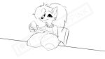  anthro big_breasts big_nipples breasts canid canid_demon canine canis clothed clothing demon exposed_breasts female hellhound helluva_boss line_art loona_(helluva_boss) mammal meme nipples raised_clothing raised_shirt raised_topwear shirt sitting sketch solo thewilldpink topwear watermark wolf 