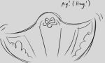  2022 :3 anthro batoid bigger_man_(cyancees) comic_panel cyancees dialogue digital_drawing_(artwork) digital_media_(artwork) doorway eagle_ray english_text fan_character fish grey_background humor male marine markings monochrome narrowed_eyes nintendo open_mouth open_smile simple_background sketch smile solo splatoon splatoon_3 squint standing stingray text 
