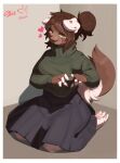 &lt;3 2023 absurd_res anthro bottomwear canid canine canis clothed clothing cyan_asdf domestic_dog female fingers fluffy fluffy_tail fur green_eyes hi_res looking_at_viewer mammal pawpads shirt signature skirt solo sweater tail topwear turtleneck 