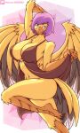 anthro avian babydoll big_breasts bird bottomless breasts brid cleavage clothed clothing feathers hi_res lingerie marik_azemus34 nightgown solo yellow_body yellow_feathers 
