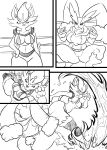  anthro big_breasts breasts butt cinderace crouching duo fan_character female female/female fight fire fur generation_4_pokemon generation_8_pokemon genitals half_naked hi_res lopunny mammal nintendo pokemon pokemon_(species) pussy spread_legs spreading xioniablade 