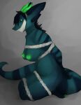  anthro areola arms_tied big_breasts biped bound breasts digital_media_(artwork) dragon female gag glowing glowing_eyes glowing_horn glowing_nipples hair hi_res horn legs_tied monster mouth_covered nipples nude shestaroo simple_background solo tail 