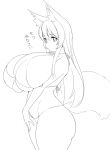  animal_humanoid big_breasts big_butt breasts butt canid canid_humanoid canine canine_humanoid clothing female fox_humanoid futon_(artist) hi_res huge_breasts huge_butt huge_thighs humanoid hyper hyper_breasts japanese_text mammal mammal_humanoid monochrome simple_background solo standing tail text thick_thighs 