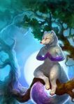  absurd_res anthro arctic_fox big_tail canid canine claws detailed_background digital_media_(artwork) evergreen_tree feet fluffy fluffy_chest fluffy_ears fluffy_tail fox fur hi_res ilusion light lynxcatgirl male mammal meditation moon moonlight multicolored_body night outside painting_(artwork) pawpads paws pine_tree plant proann purple_arms purple_hands red_eyes red_nose red_pawpads semi-anthro sitting sitting_on_tree sky smile solo tail toes traditional_media_(artwork) tree white_body white_fur 