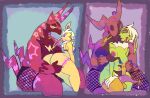  abstract_background anthro bodily_fluids breast_grab breasts clothing dijon_(guncht) duo eeveelution female fishnet fishnet_legwear fur generation_1_pokemon generation_5_pokemon genital_fluids genitals green_body green_fur guncht gynomorph hand_on_breast intersex jolteon legwear nintendo nipples penis pokemon pokemon_(species) precum purple_body scolipede stromboli_(guncht) tapering_penis trans_(lore) trans_man_(lore) 