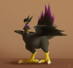  2022 avian avian_taur biped biped_taur black_body black_feathers black_hair chocobo_taur claws digital_media_(artwork) digital_painting_(artwork) digitigrade dipstick_feathers eyebrows feathers finger_claws hair hands_on_hips hi_res male nude_male nude_taur purple_eyes shaded shadow signature simple_background small_upper_body soft_shading solo spread_wings standing tail_feathers tallyn talons taur toe_claws wings year yellow_body yellow_skin zarakon 